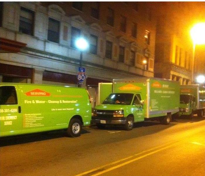 SERVPRO Trucks In Front of Commercial Building
