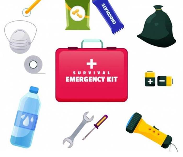 Sample of items in an emergency kit